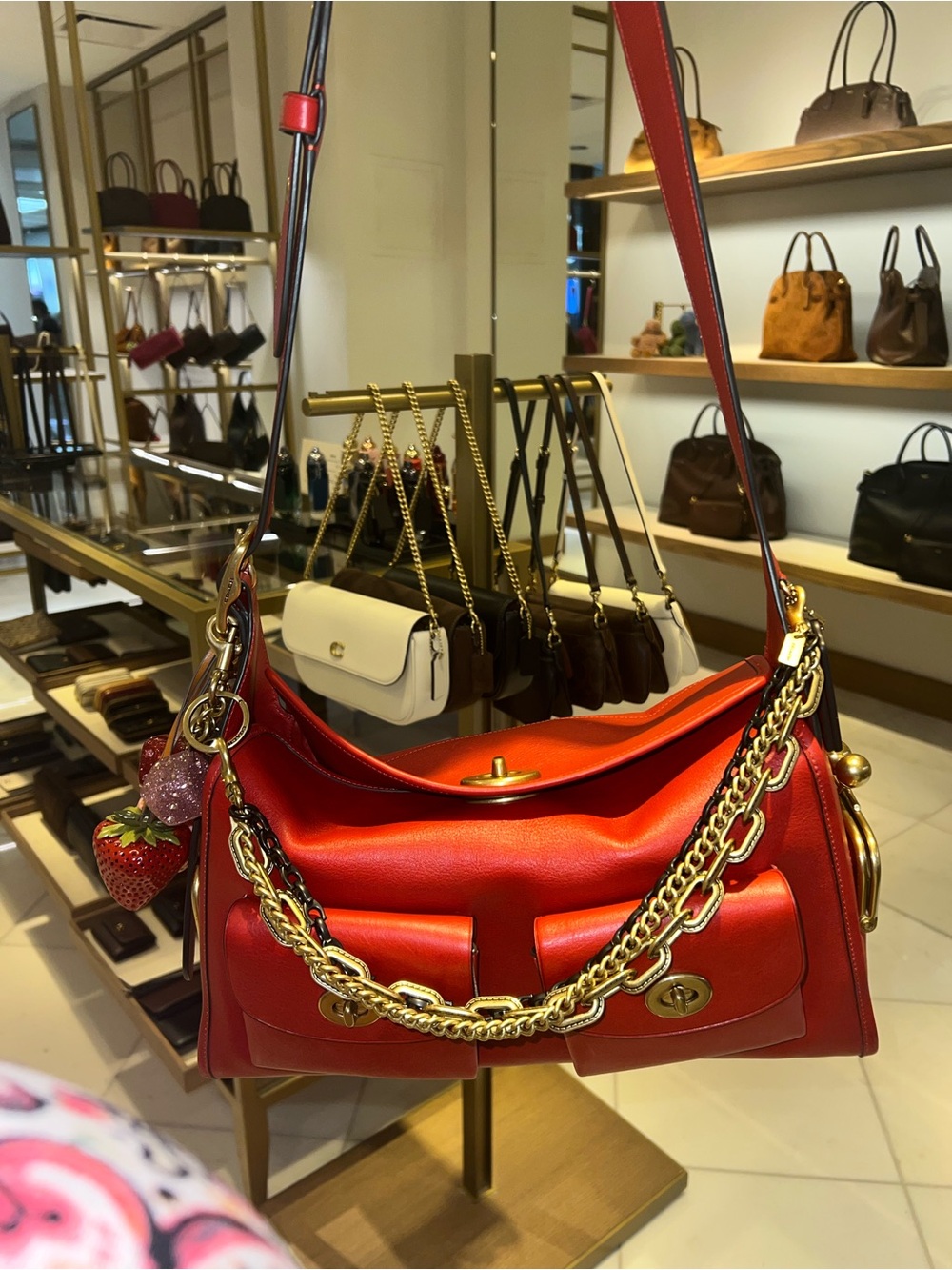 100% Authentic Coach Scarlet Red leather Haversack bag